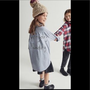 NWT ZARA GIRLS LONG FINE-WALED CORDUROY SHIRT